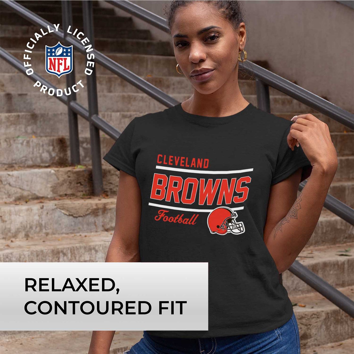 Cleveland Browns NFL Womens Relaxed Fit Tshirt - Black