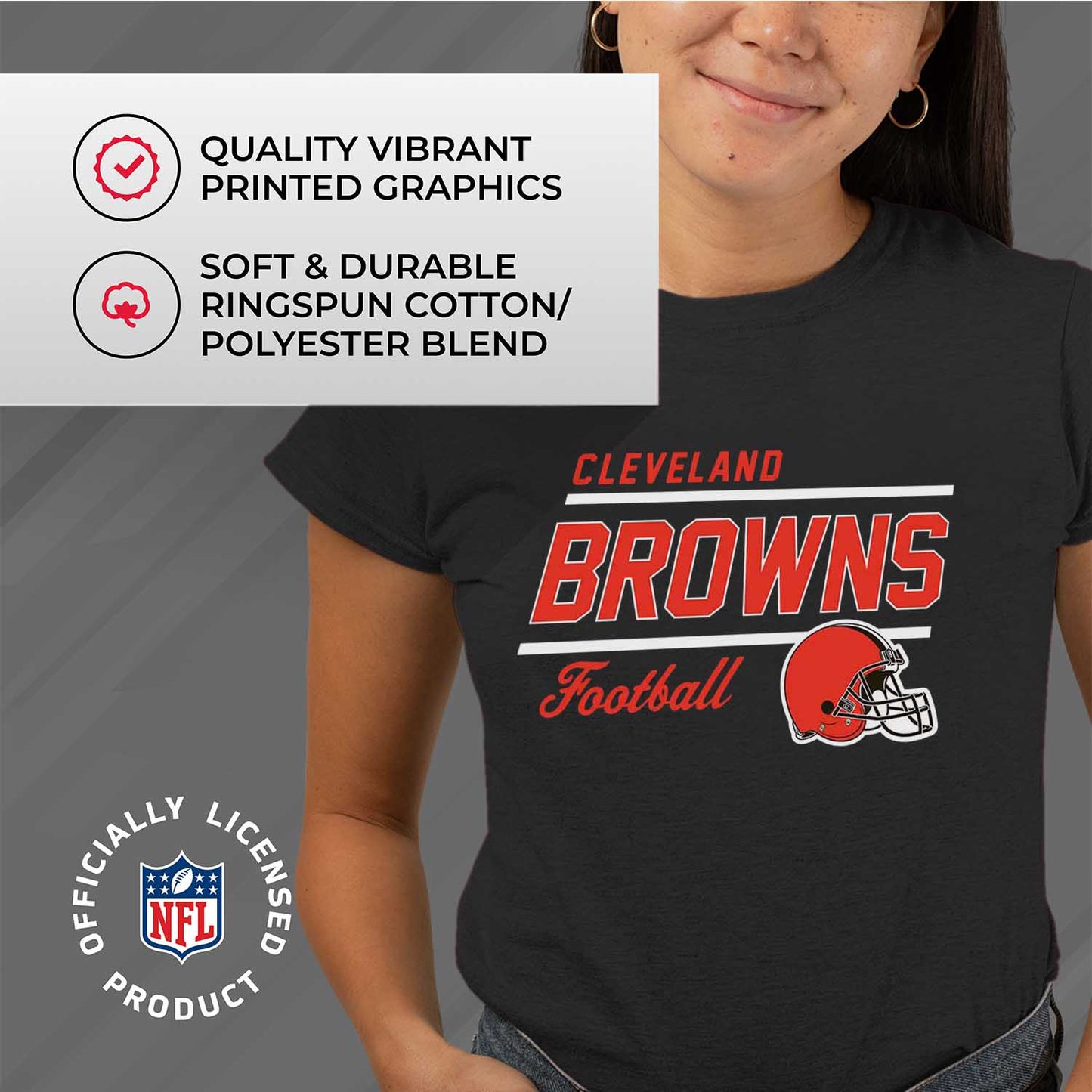 Cleveland Browns NFL Womens Relaxed Fit Tshirt - Black