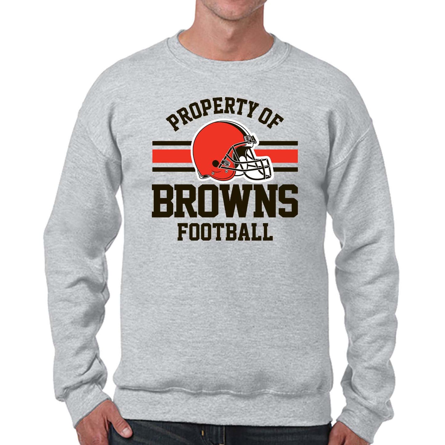 Cleveland Browns NFL Adult Property Of Crewneck Fleece Sweatshirt - Sport Gray