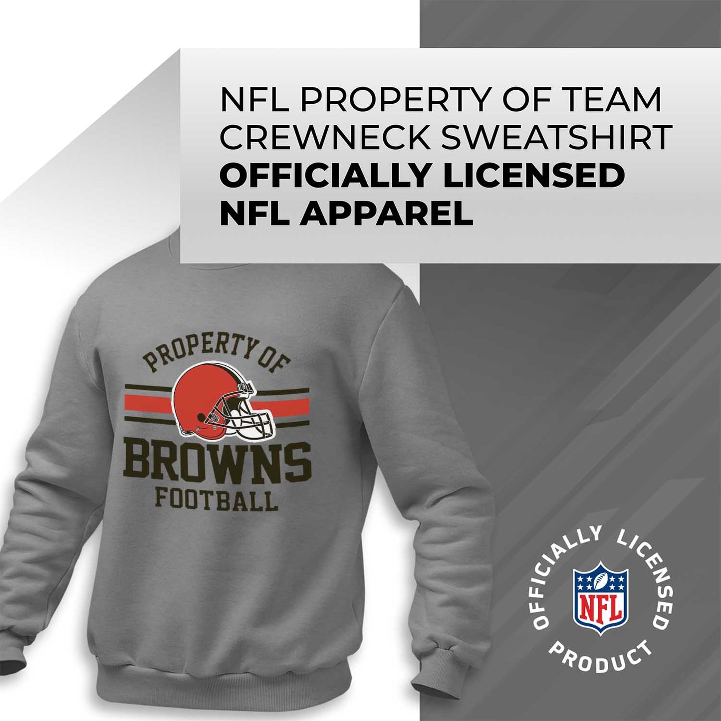 Cleveland Browns NFL Adult Property Of Crewneck Fleece Sweatshirt - Sport Gray