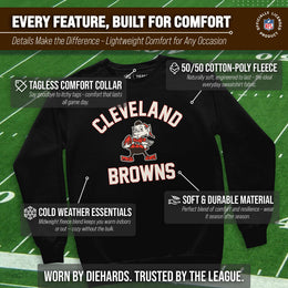 Cleveland Browns NFL Adult Unisex Retro Gameday Ultra Soft Fleece Crewneck Sweatshirt - Black