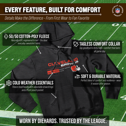 Cleveland Browns Adult NFL Speed Stat Sheet Fleece Hooded Sweatshirt - Charcoal