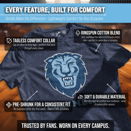 Columbia Lions Collegiate Adult Heathered Cotton Blend T-Shirt - Navy