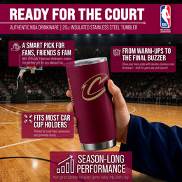 Cleveland Cavaliers NBA Basketball 20oz Stainless Steel Vacuum Insulated Game Day Tumbler with Silicone Grip - Maroon