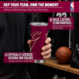 Cleveland Cavaliers NBA Basketball 20oz Stainless Steel Vacuum Insulated Game Day Tumbler with Silicone Grip - Maroon
