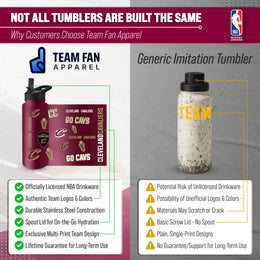 Cleveland Cavaliers NBA Basketball 34oz Stainless Steel Vacuum Insulated Game Day Water Bottle with Flip Straw Lid and Handle - Maroon