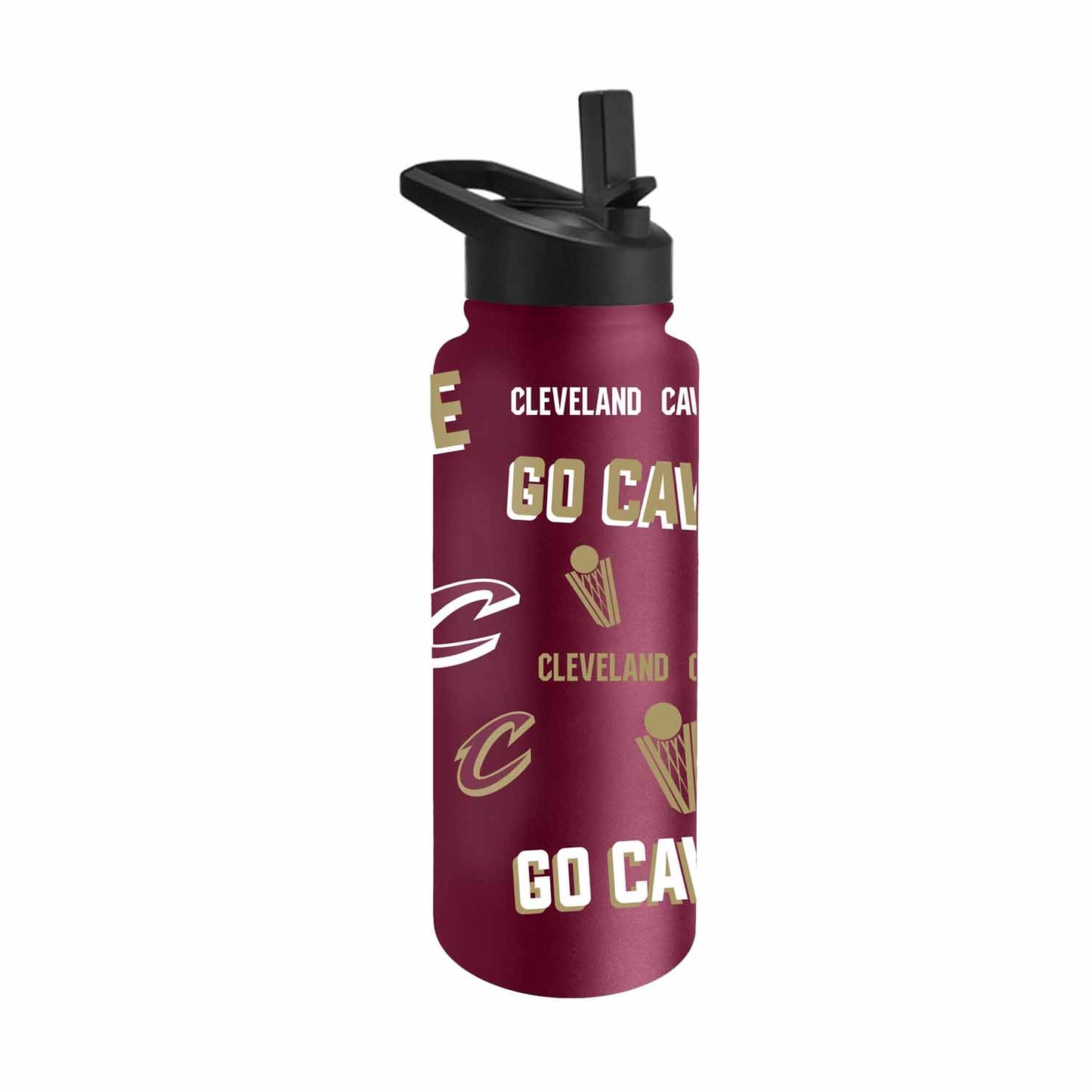 Cleveland Cavaliers NBA Basketball 34oz Stainless Steel Vacuum Insulated Game Day Water Bottle with Flip Straw Lid and Handle - Maroon