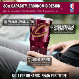 Cleveland Cavaliers NBA Basketball 30oz Stainless Steel Vacuum Insulated Game Day Tumbler with Silicone Grip - Maroon