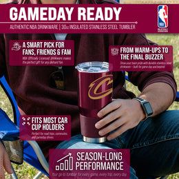Cleveland Cavaliers NBA Basketball 30oz Stainless Steel Vacuum Insulated Game Day Tumbler with Silicone Grip - Maroon