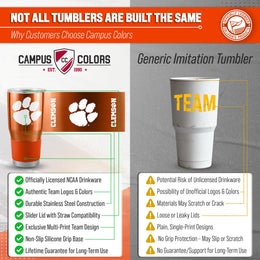 Clemson Tigers NCAA University 30oz Stainless Steel Vacuum Insulated Game Day Tumbler with Silicone Grip - Orange