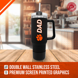 Clemson Tigers Collegiate 40oz Stainless Steel Travel Tumbler with Handle for Dad - Black