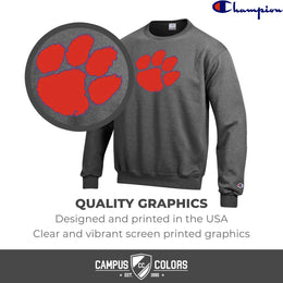 Clemson Tigers Adult Mascot Fleece Crewneck - Charcoal