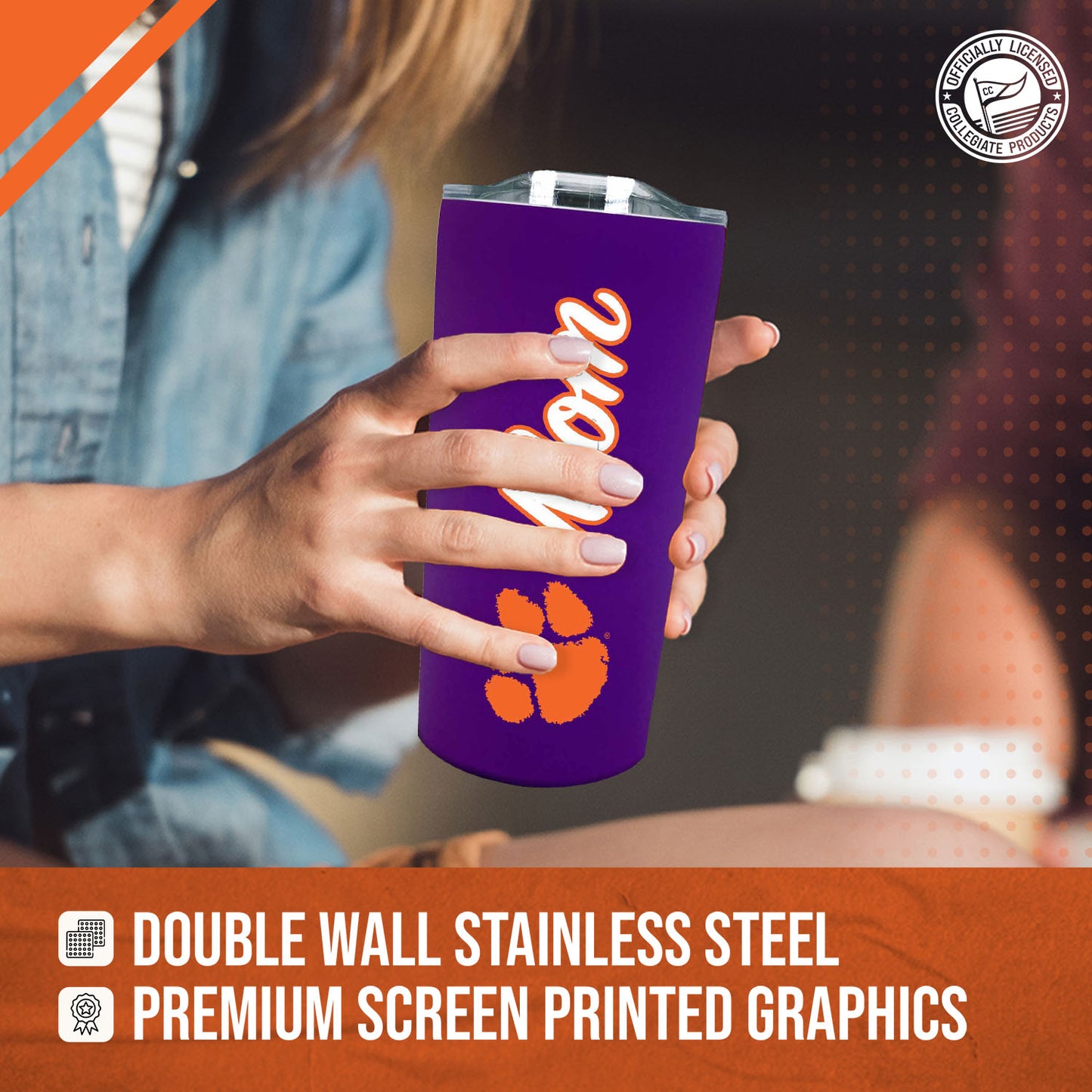 Clemson Tigers NCAA Stainless Steel Travel Tumbler for Mom - Purple