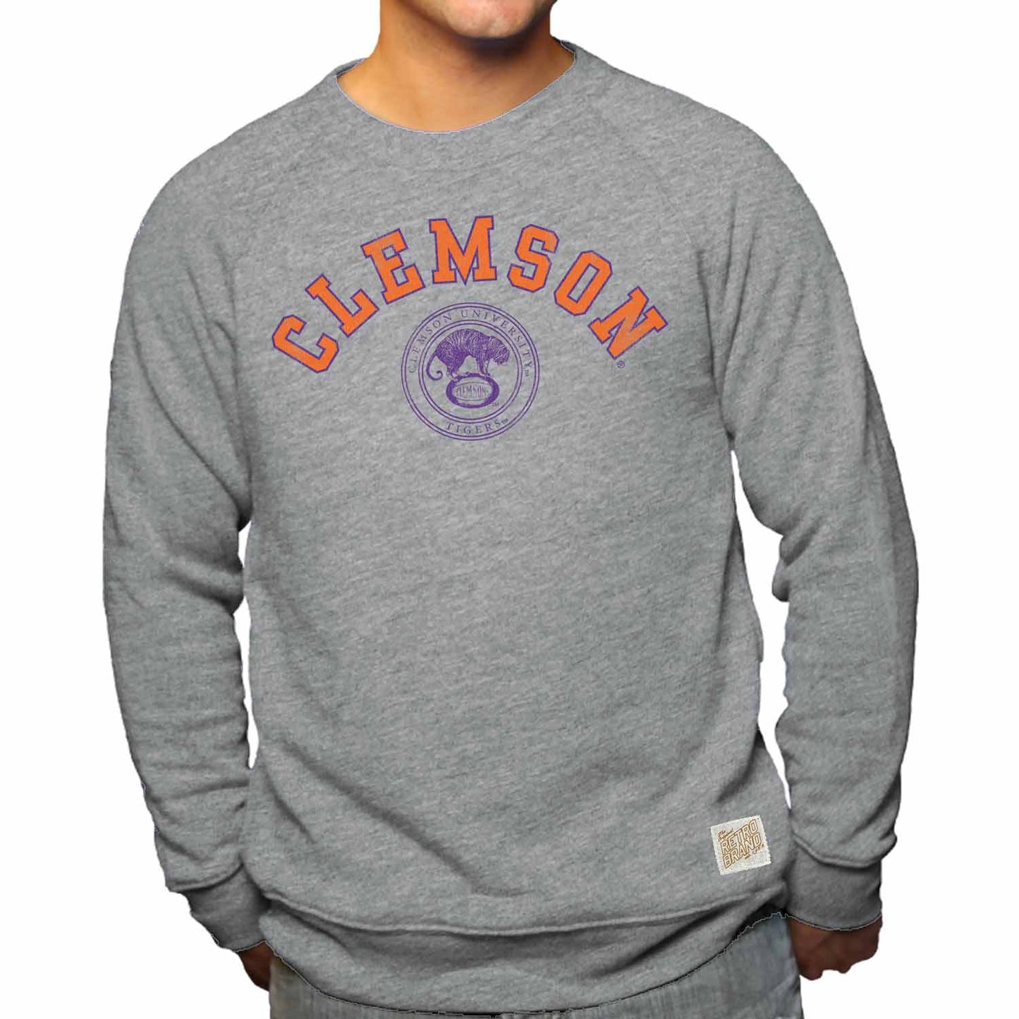 Clemson Tigers College Gray University Seal Crewneck Sweatshirt - Gray