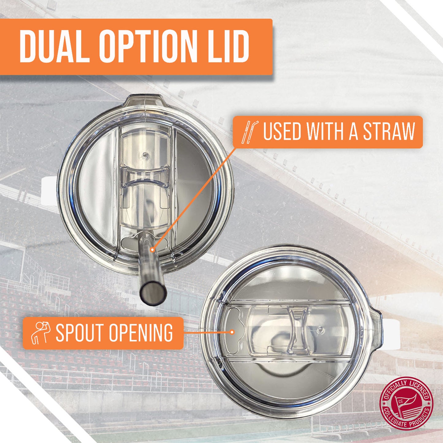 Clemson Tigers NCAA Stainless Steel 20oz Roadie With Handle & Dual Option Lid With Straw - White