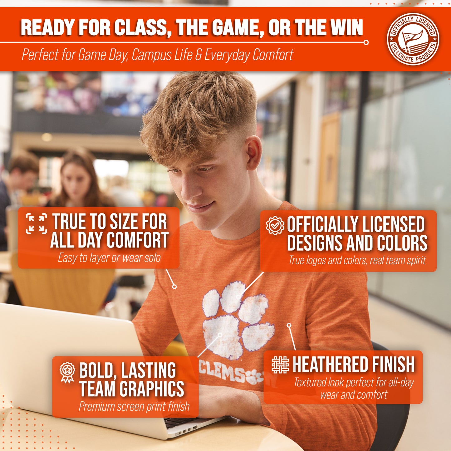 Clemson Tigers NCAA MVP Adult Long-Sleeve Shirt - Orange