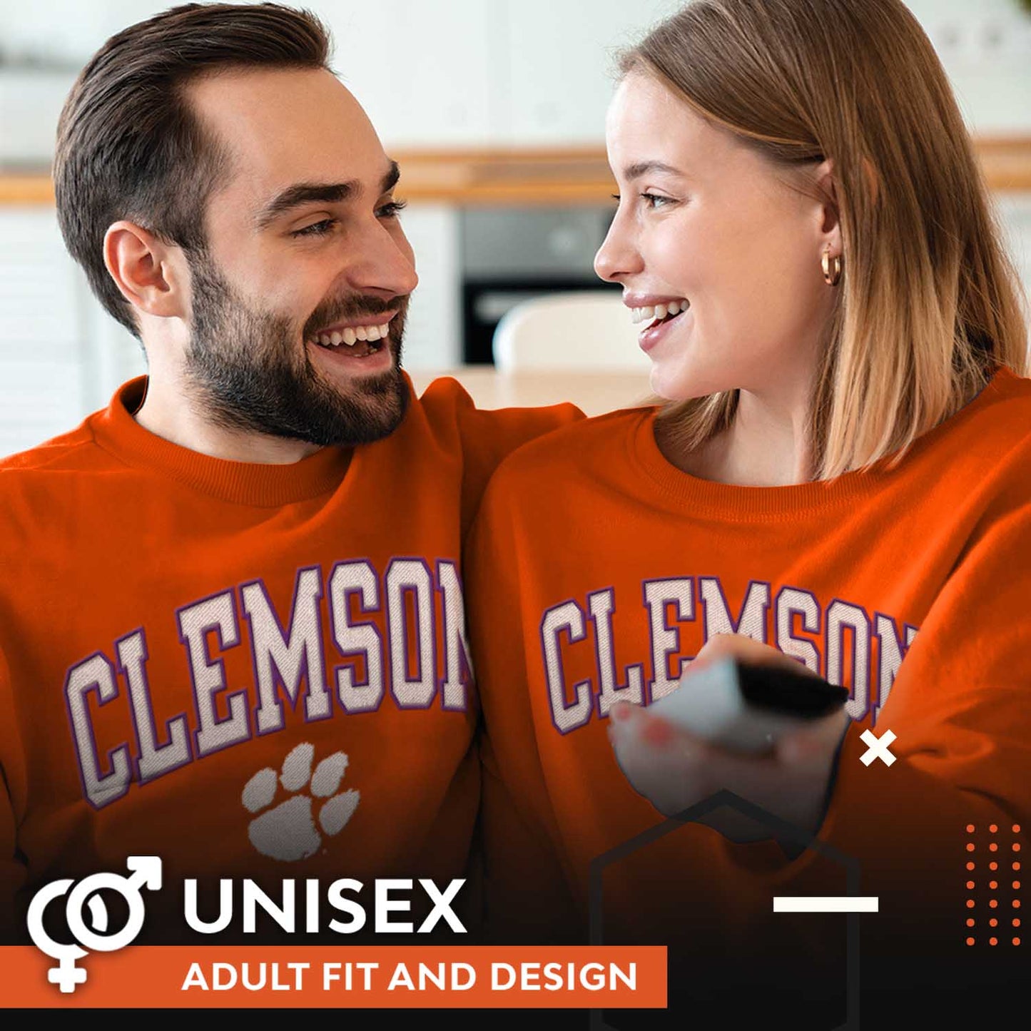 Clemson Tigers Adult Tackle Twill Crewneck - Orange
