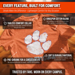 Clemson Tigers Adult MVP Heathered Cotton Blend T-Shirt - Orange