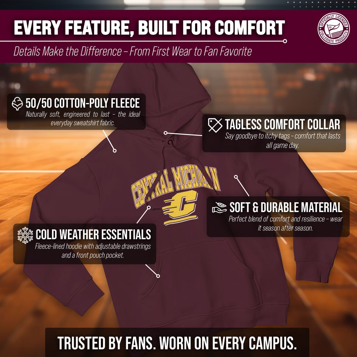 CMU Arch & Logo Gameday Hoodie - Maroon