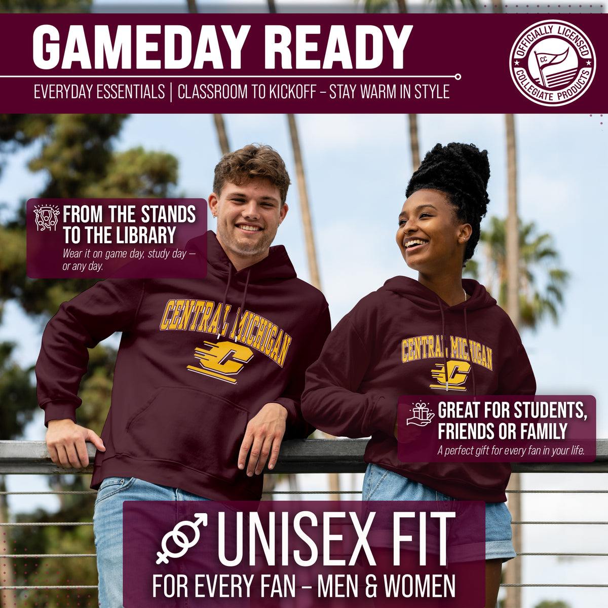 CMU Arch & Logo Gameday Hoodie - Maroon