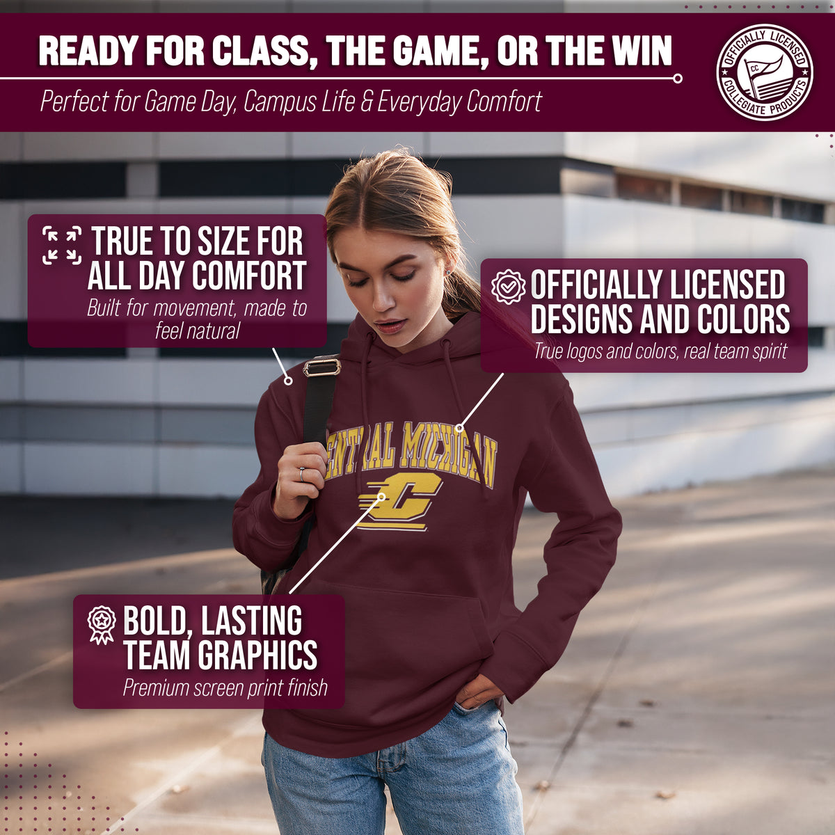 CMU Arch & Logo Gameday Hoodie - Maroon