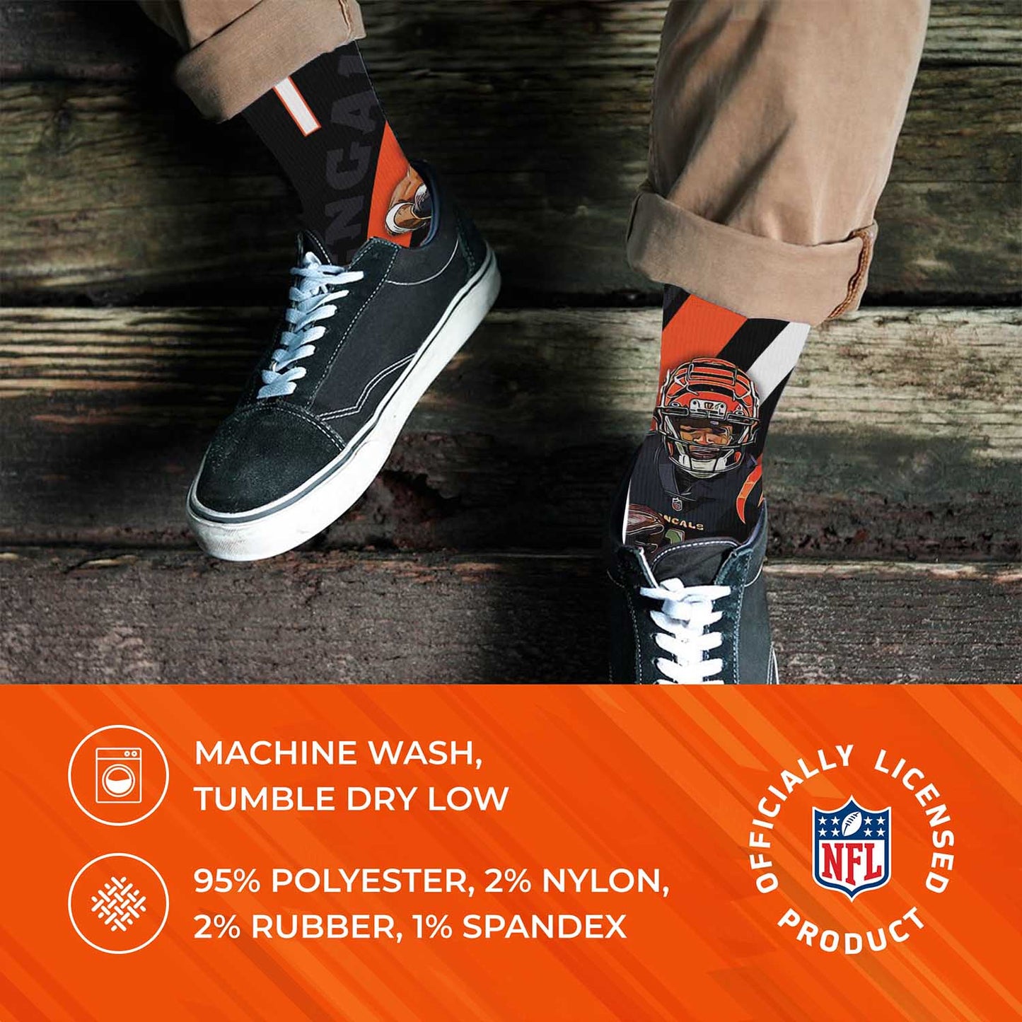 Cincinnati Bengals NFL Adult Player Stripe Sock - Black #1