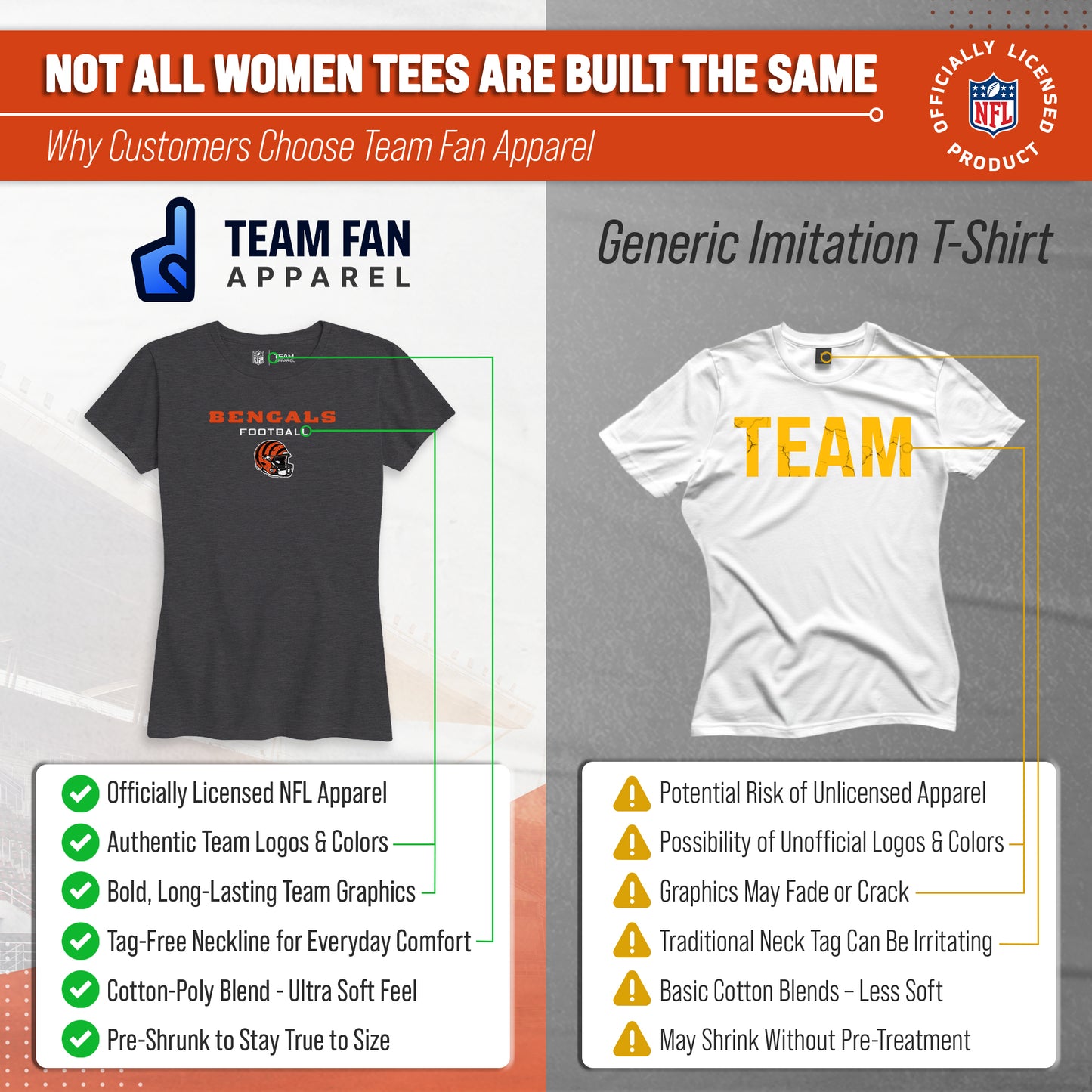 Cincinnati Bengals Women's NFL Football Helmet Short Sleeve Tagless T-Shirt - Charcoal