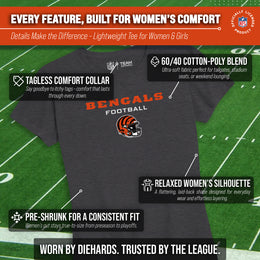 Cincinnati Bengals Women's NFL Football Helmet Short Sleeve Tagless T-Shirt - Charcoal