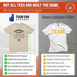 Cincinnati Bengals NFL Adult Big Date Tag-Less T-Shirt - Natural