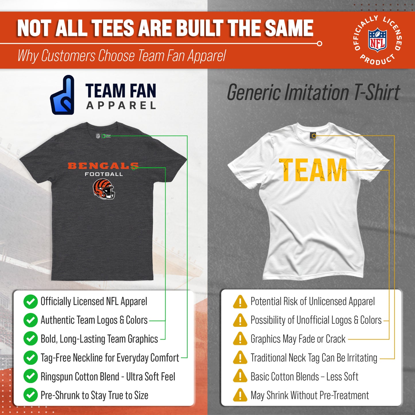 Cincinnati Bengals NFL Adult Football Helmet Tagless T-Shirt - Charcoal