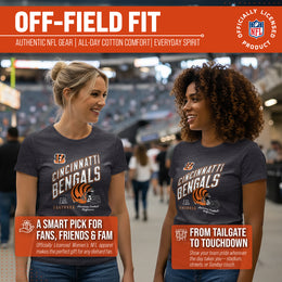 Cincinnati Bengals NFL Womens Distressed Helmet Tag-Less Soft T-Shirt - Heather Charcoal