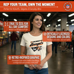 Cincinnati Bengals NFL Womens Vintage Charm Tag-Less Soft T-Shirt - Birch