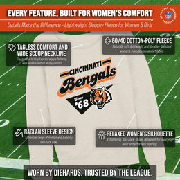 Cincinnati Bengals NFL Womens Vintage Charm French Terry Slouchy Top - Birch