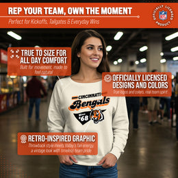 Cincinnati Bengals NFL Womens Vintage Charm French Terry Slouchy Top - Birch