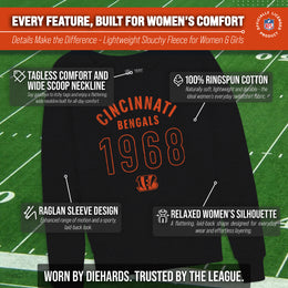 Cincinnati Bengals NFL Womens Big Date French Terry Slouchy Top - Black