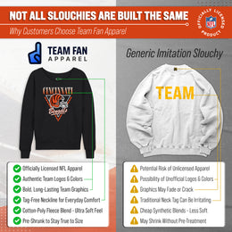 Cincinnati Bengals NFL Womens Retro Triangle French Terry Slouchy Top- Raglan Sleeves - Heather Charcoal