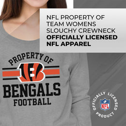 Cincinnati Bengals NFL Womens Plus Size Property of Lightweight Crew Neck - Sport Gray