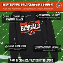 Cincinnati Bengals NFL Womens Team Block French Terry Slouchy Top - Charcoal