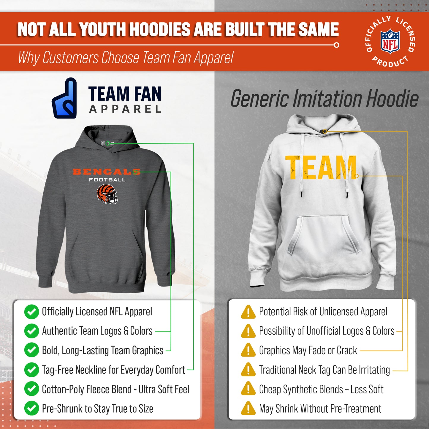 Cincinnati Bengals NFL Youth Football Helmet Hood - Charcoal