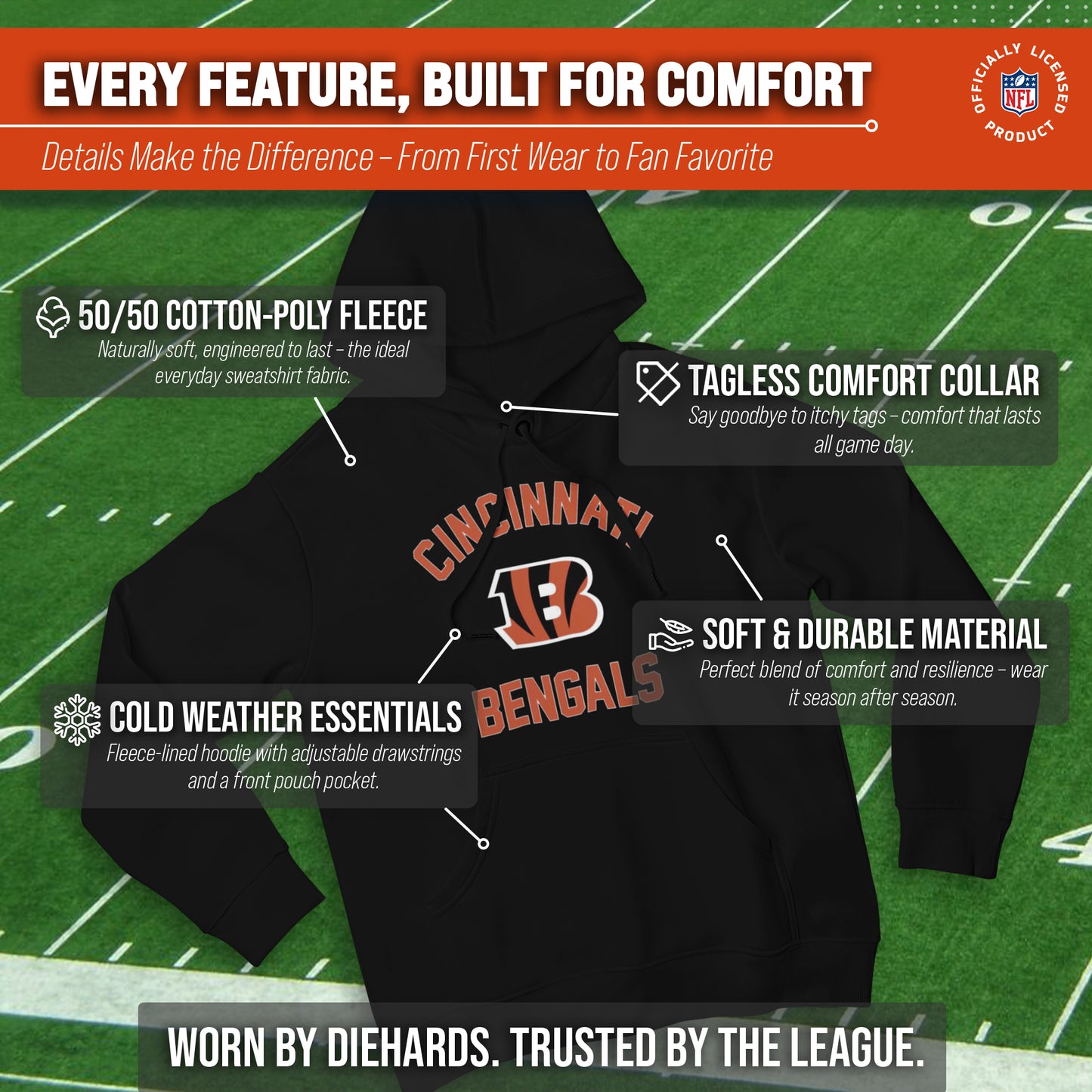 Cincinnati Bengals Team Fan Apparel NFL  Gameday Hoodie - Black