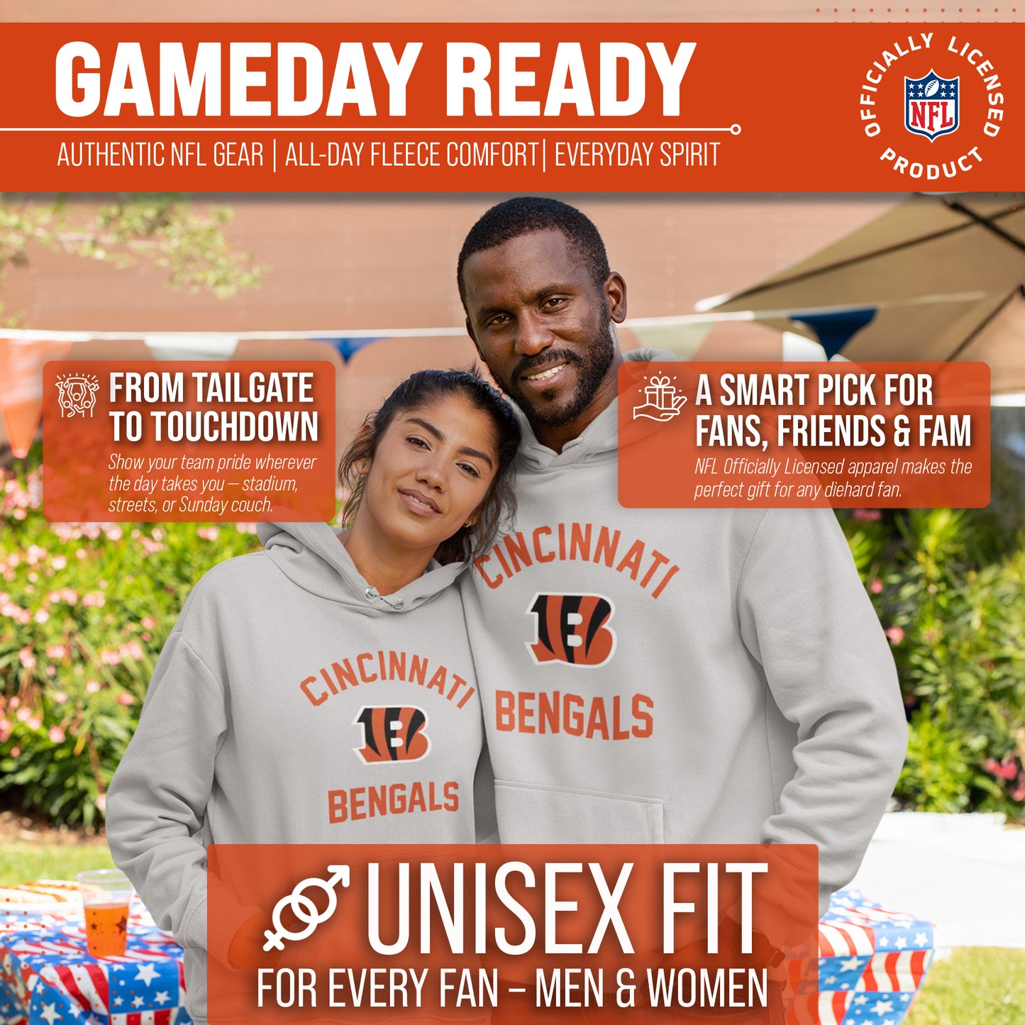 Cincinnati Bengals Team Fan Apparel NFL  Gameday Hoodie - Sport Gray