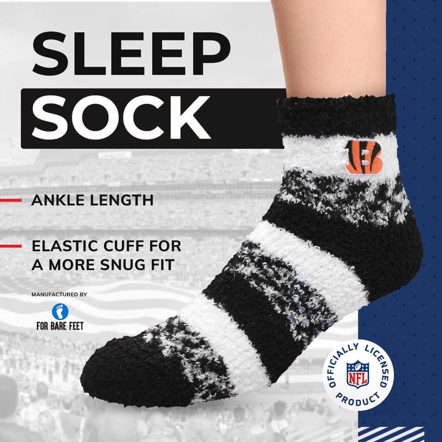 Cincinnati Bengals NFL Cozy Soft Slipper Socks - Black