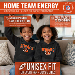 Cincinnati Bengals NFL Youth Home Team Hoodie- Kids Hooded Sweatshirt - Black