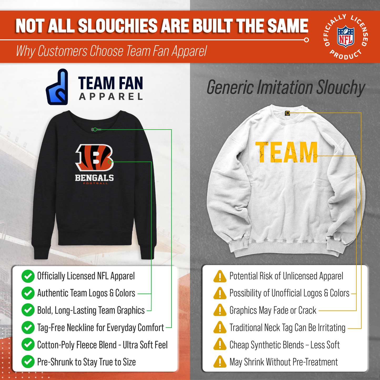 Cincinnati Bengals NFL Womens Ultimate Fan French Terry Slouchy Top- Raglan Sleeves - Charcoal