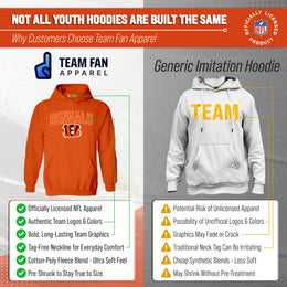 Cincinnati Bengals NFL Youth Home Team Hoodie- Kids Hooded Sweatshirt - Orange