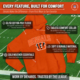 Cincinnati Bengals NFL Youth Home Team Hoodie- Kids Hooded Sweatshirt - Orange