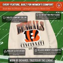 Cincinnati Bengals Womens NFL Starstruck Crewneck Pullover - Cream