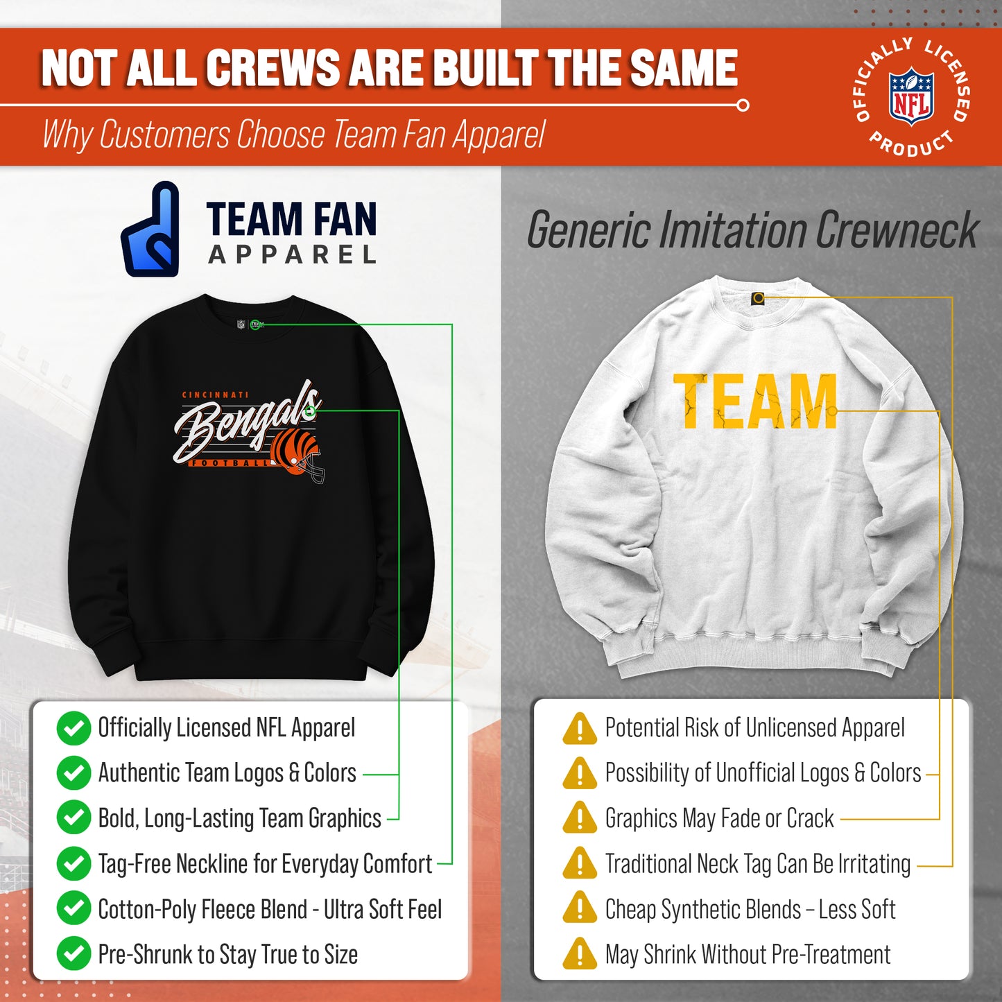 Cincinnati Bengals Womens NFL Scrimmage Line Crewneck Pullover - Black