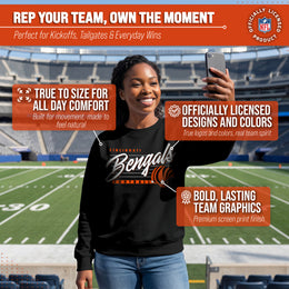 Cincinnati Bengals Womens NFL Scrimmage Line Crewneck Pullover - Black