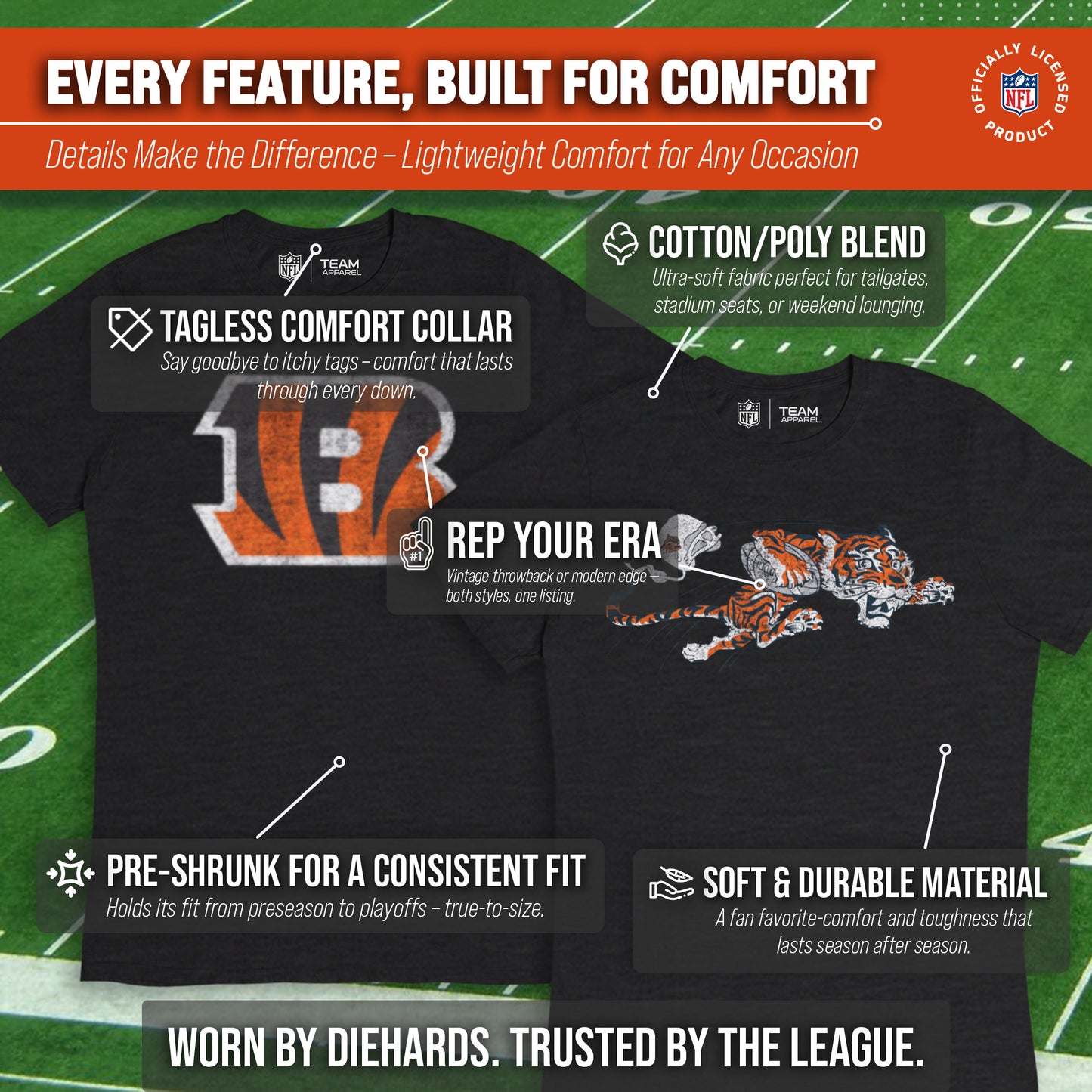 Cincinnati Bengals NFL Modern Throwback T-shirt - Team Color